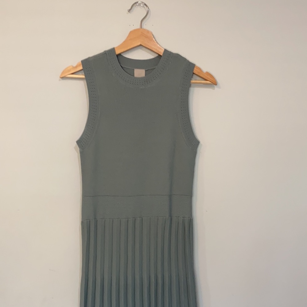 H&M NWT Light Teal Green Pleated Sweater Dress